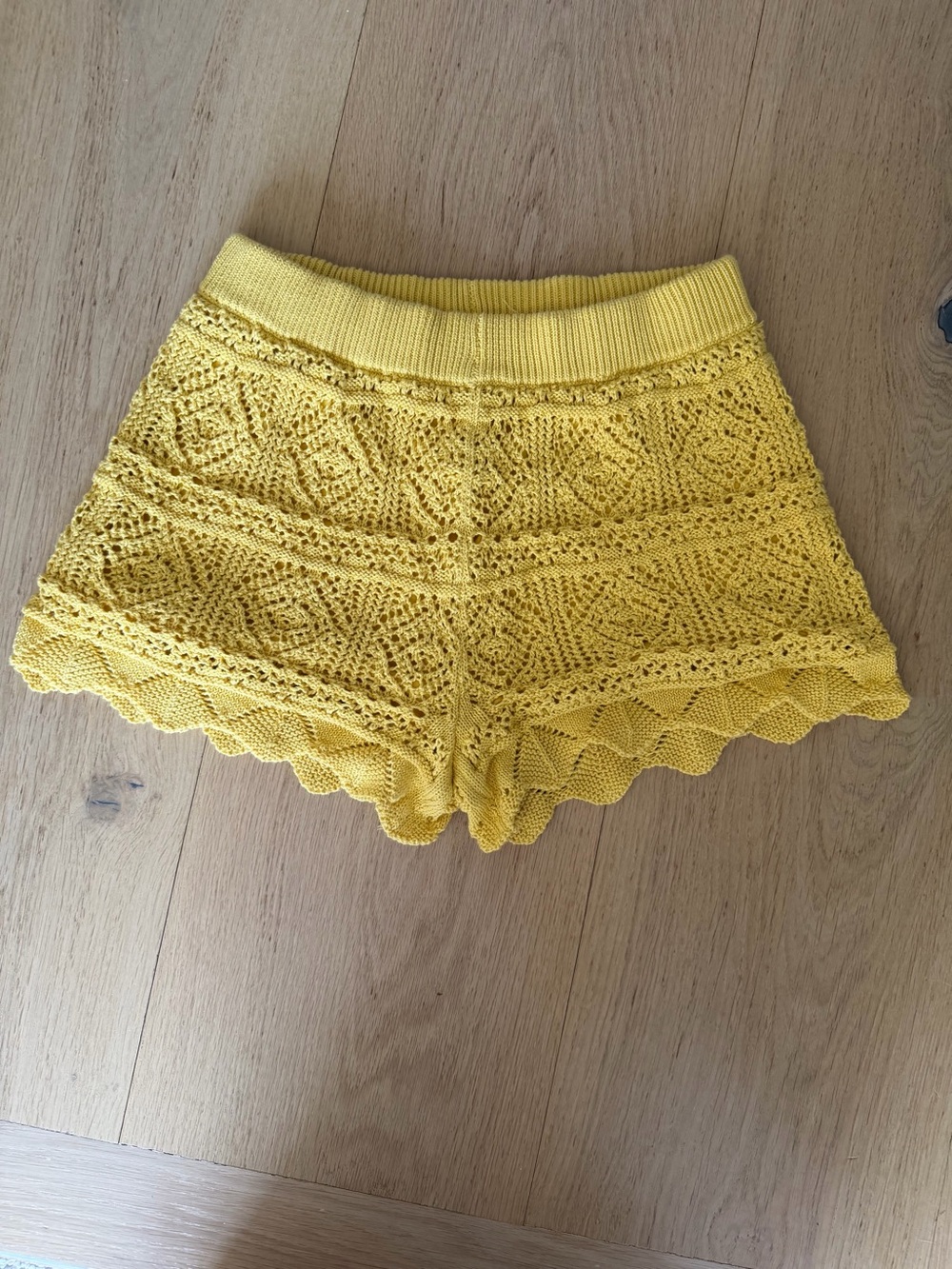 a new day Yellow Crochet High-Waist Knit Shorts